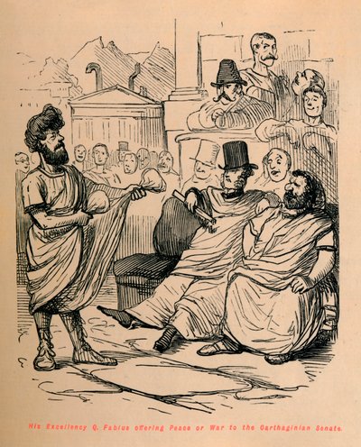 Jego Ekscelencja Q Fabius oferuje Pokój lub Wojnę Senatowi Kartaginy, 1852 autorstwa John Leech