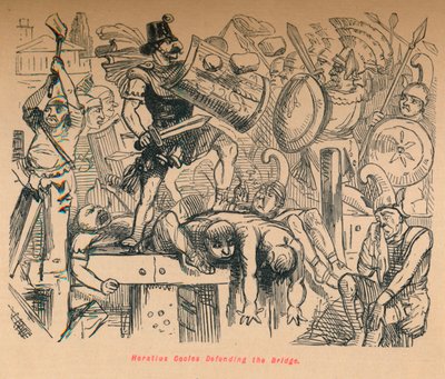 Horatius Cocles w obronie mostu, 1852 autorstwa John Leech
