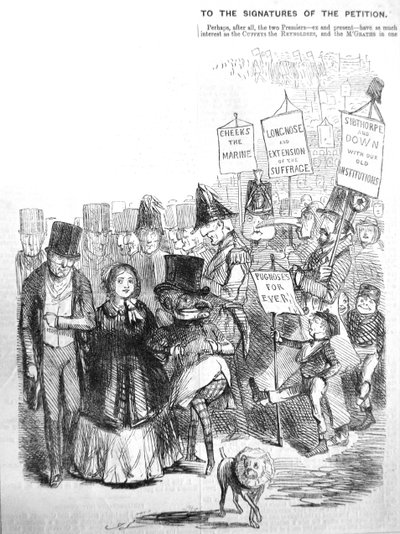 Jak mogła wyglądać procesja czartystów, 1848 autorstwa John Leech