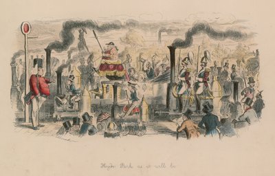 Hyde Park bez zmian (kolorowy grawerunek) autorstwa John Leech