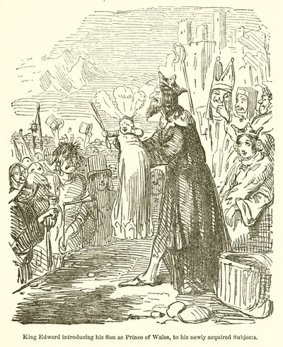 Król Edward przedstawia swojego syna jako księcia Walii swoim nowo nabytym poddanym autorstwa John Leech