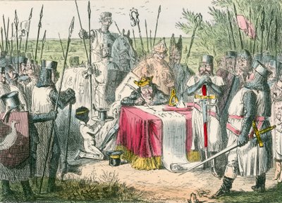 Król Jan podpisuje Magna Charta autorstwa John Leech