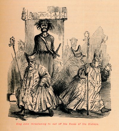 Król Jan grożący odcięciem nosów biskupom, ok. 1860, ok. 1860 autorstwa John Leech