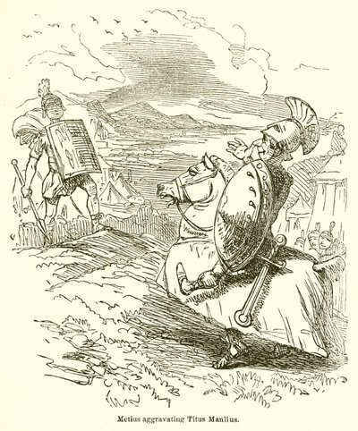 Metius denerwujący Tytusa Manliusza autorstwa John Leech