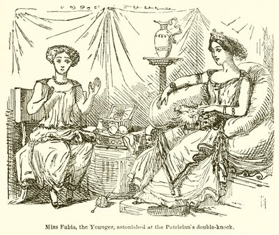 Panna Fabia, młodsza, zdumiona podwójnym pukaniem patrycjusza autorstwa John Leech