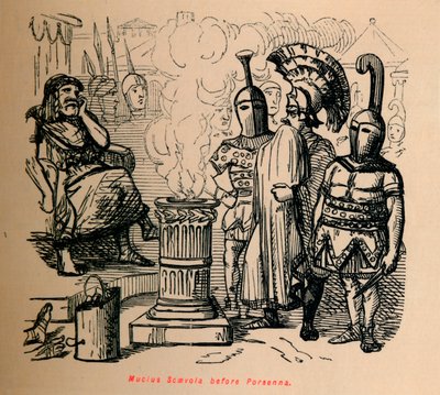 Mucius Scaevola przed Porsenną, 1852 autorstwa John Leech