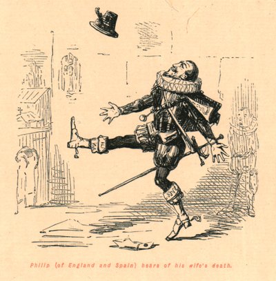 Filip Anglii i Hiszpanii dowiaduje się o śmierci swojej żony, 1897. autorstwa John Leech