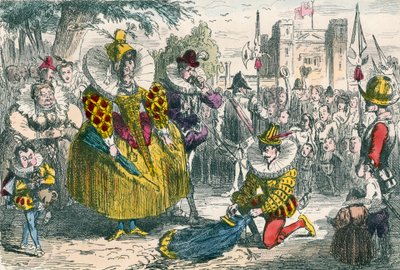 Królowa Elżbieta i Sir Walter Raleigh autorstwa John Leech