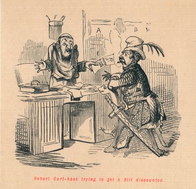 Robert Curthose próbuje uzyskać zniżkę na rachunek, c1860, c1860 autorstwa John Leech