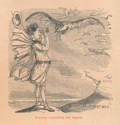 Romulus konsultujący się z sierpniem, 1852 autorstwa John Leech