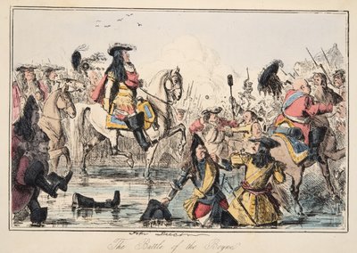 Bitwa pod Boyne, z The Comic History of England, wyd. 1864 (akwaforta ręczna) autorstwa John Leech
