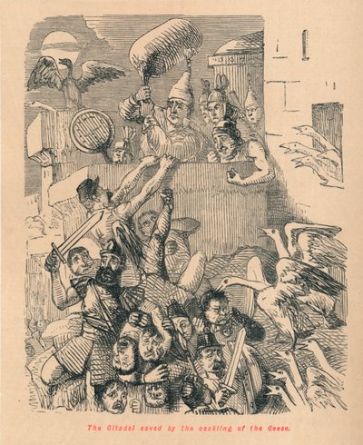 Cytadela uratowana przez gdakanie gęsi, 1852 autorstwa John Leech