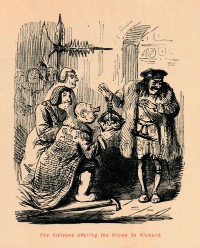 Obywatele oferujący Koronę Richardowi, autorstwa John Leech