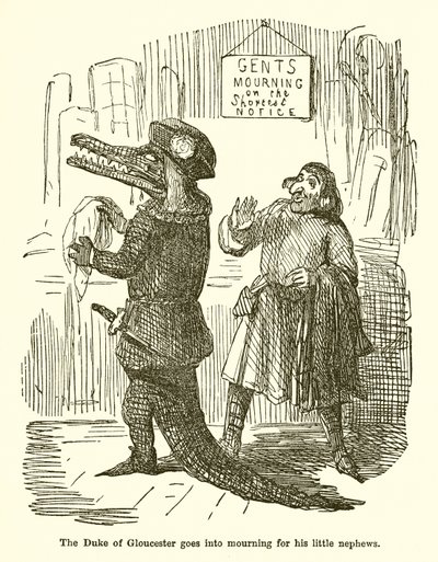 Książę Gloucester wyrusza w żałobę po swoich małych bratankach autorstwa John Leech