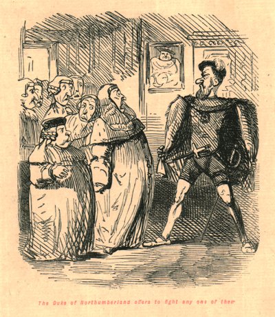 Książę Northumberland oferuje walkę z którymkolwiek z nich, 1897. autorstwa John Leech