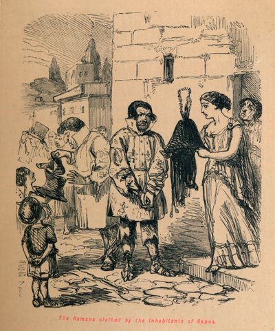 Rzymianie ubrani przez mieszkańców Kapui, 1852 autorstwa John Leech