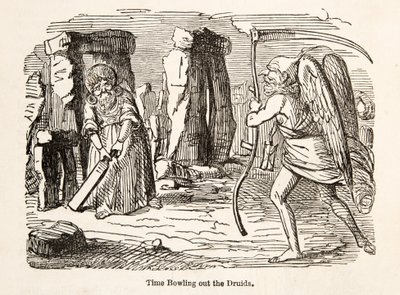 Time Bowling out the Druids, z The Comic History of England, wyd. 1864 autorstwa John Leech