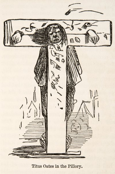 Titus Oates w filarze, z The Comic History of England, wyd. 1864 autorstwa John Leech