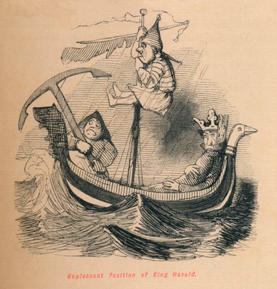 Nieprzyjemna pozycja króla Harolda, ok. 1860, ok. 1860 autorstwa John Leech