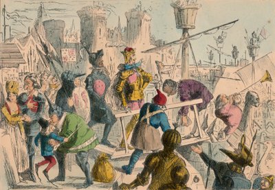 Zaokrętowanie króla Henryka Piątego w Southampton. 1415, 1850 r. n.e autorstwa John Leech and Gilbert Abbott A Beckett