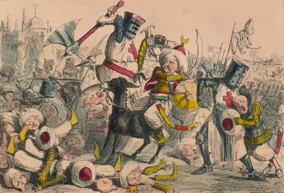 Wspaniała walka między Richardem Coeurem de Lion i Saladynem, 1850 autorstwa John Leech and Gilbert Abbott A Beckett