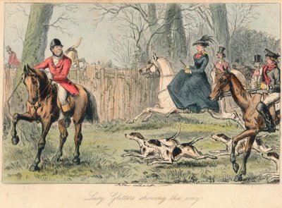 Lucy Glitters wskazuje drogę, 1865. Artyści: John Leech, Hablot Knight Browne. autorstwa John Leech and Hablot Knight Browne