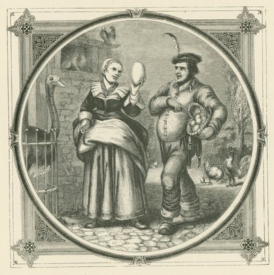 Kura znosi codziennie, ale struś tylko raz w roku (rytowanie) autorstwa John Leighton