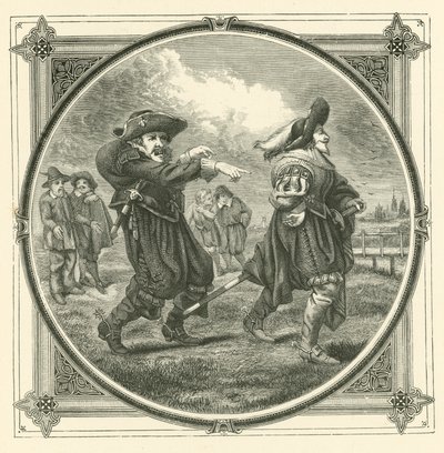 Garbus nie widzi własnego garbu, ale widzi garb sąsiada (rycina) autorstwa John Leighton