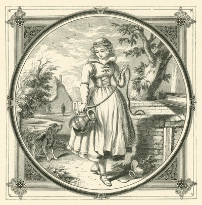 Garnek idzie tak długo do wody, aż w końcu trafia do domu zepsutego (grawerowanie) autorstwa John Leighton