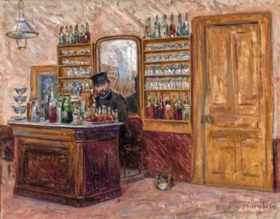 M. Baudi za biurkiem w hotelu Baudi, 1888. autorstwa John Leslie Breck