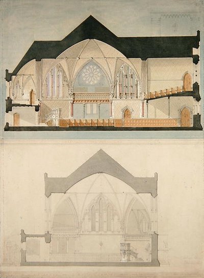 Boczna elewacja kościoła Trinity College, Edynburg autorstwa John Lessels