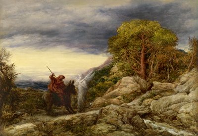Prorok Balaam i Anioł, 1859 (olej na papierze, położony na płótnie) autorstwa John Linnell