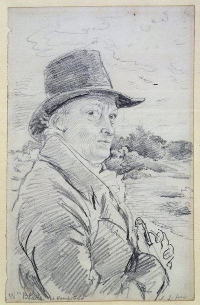 William Blake w kapeluszu, (napis: Wm Blake w Hampstead) c.1825 (ołówek) autorstwa John Linnell