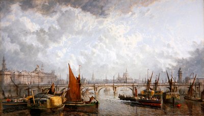 Widok na Somerset House, kościół św. Pawła i most Waterloo autorstwa John MacVicar Anderson