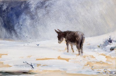 Osioł w śniegu autorstwa John MacWhirter