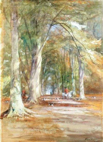 Myśliwi na polanie (akwarela i akwarela na papierze) autorstwa John MacWhirter
