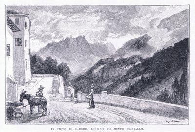 W Pieve Di Cadore, patrząc na Monte Cristallo, z The Magazine of Art 1893, Cassell and Company autorstwa John MacWhirter