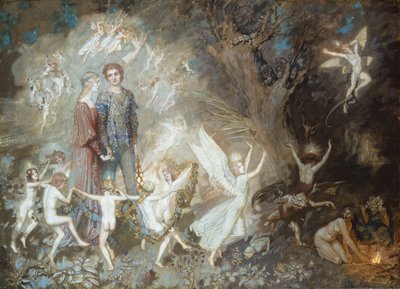 Jorinde i Joringel w lesie czarownic autorstwa John Duncan