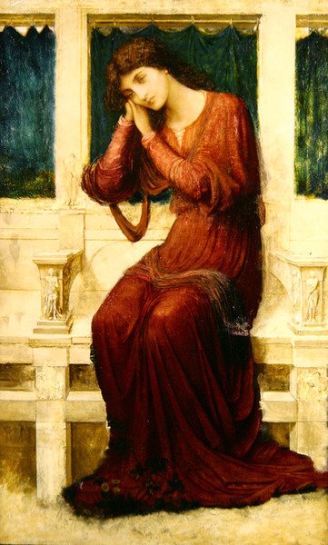 Kiedy nadchodzi smutek w lecie Róże kwitną na próżno, ok. 1910 (olej na płótnie) autorstwa John Melhuish Strudwick