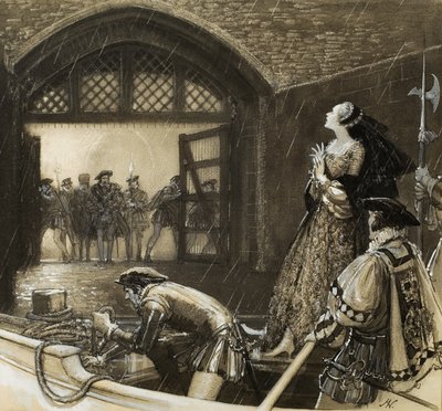 Anna Boleyn () przybywająca do Tower autorstwa John Millar Watt