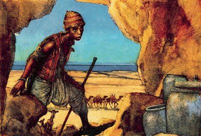 Chłopiec odkrywający zwoje znad Morza Martwego autorstwa John Millar Watt