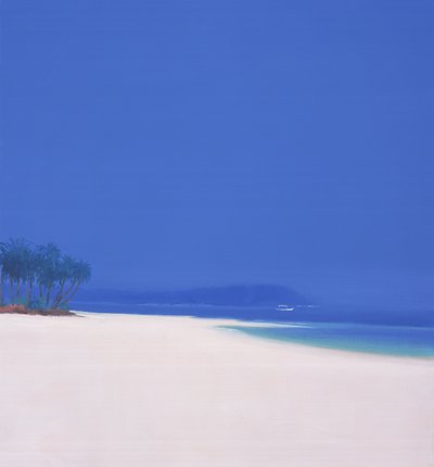 Biała łódź rybacka, 2002 autorstwa John Miller