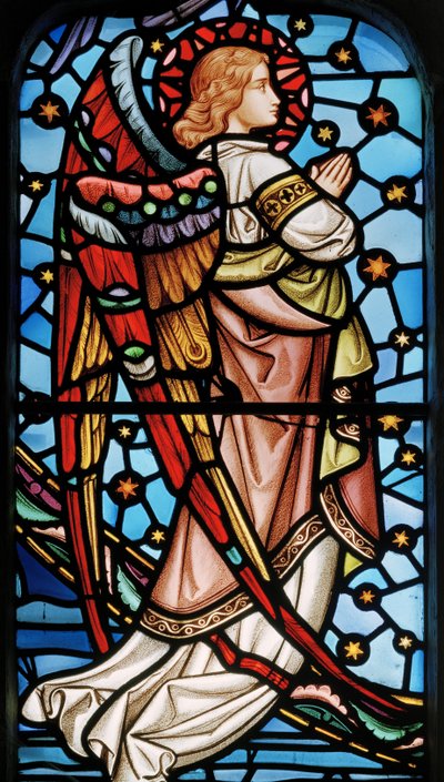 Cuxton, St Michael, East Window, Lavers & Barraud, John Millner Allen (1827-1902), Anioł od Chrystusa w majestacie ze świętymi, c.1865 autorstwa John Millner Allen