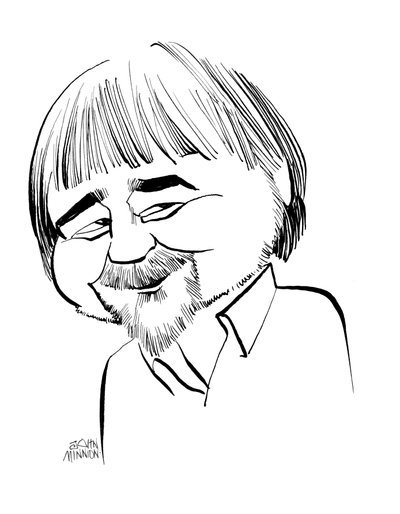Alan Bleasdale karykatura, angielski dramaturg telewizyjny: b autorstwa John Minnion