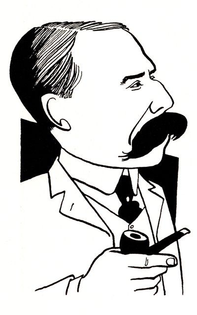 Edward Elgar - karykatura trzymająca fajkę autorstwa John Minnion