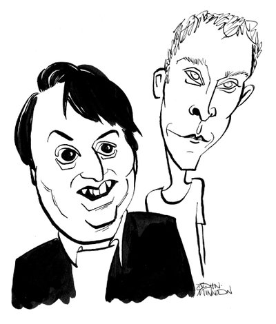 Robert Webb i David Mitchell - karykatura autorstwa Johna Minniona autorstwa John Minnion