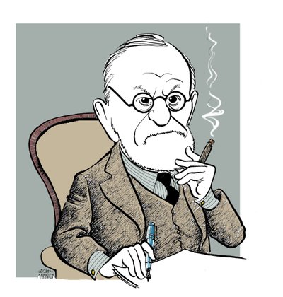 Zygmunt Freud - karykatura autorstwa John Minnion