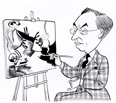 Vassily ( Wassily ) Kandinsky, karykatura ze sztalugą autorstwa John Minnion