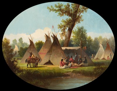 Obóz Assiniboin w Upper Missouri, c.1870 autorstwa John Mix Stanley