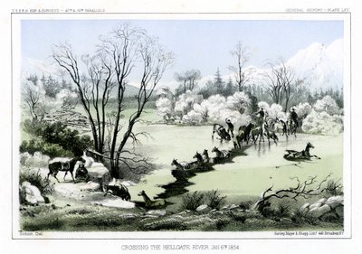 Przeprawa przez rzekę Hellgate, 6 stycznia 1854 1856. autorstwa John Mix Stanley